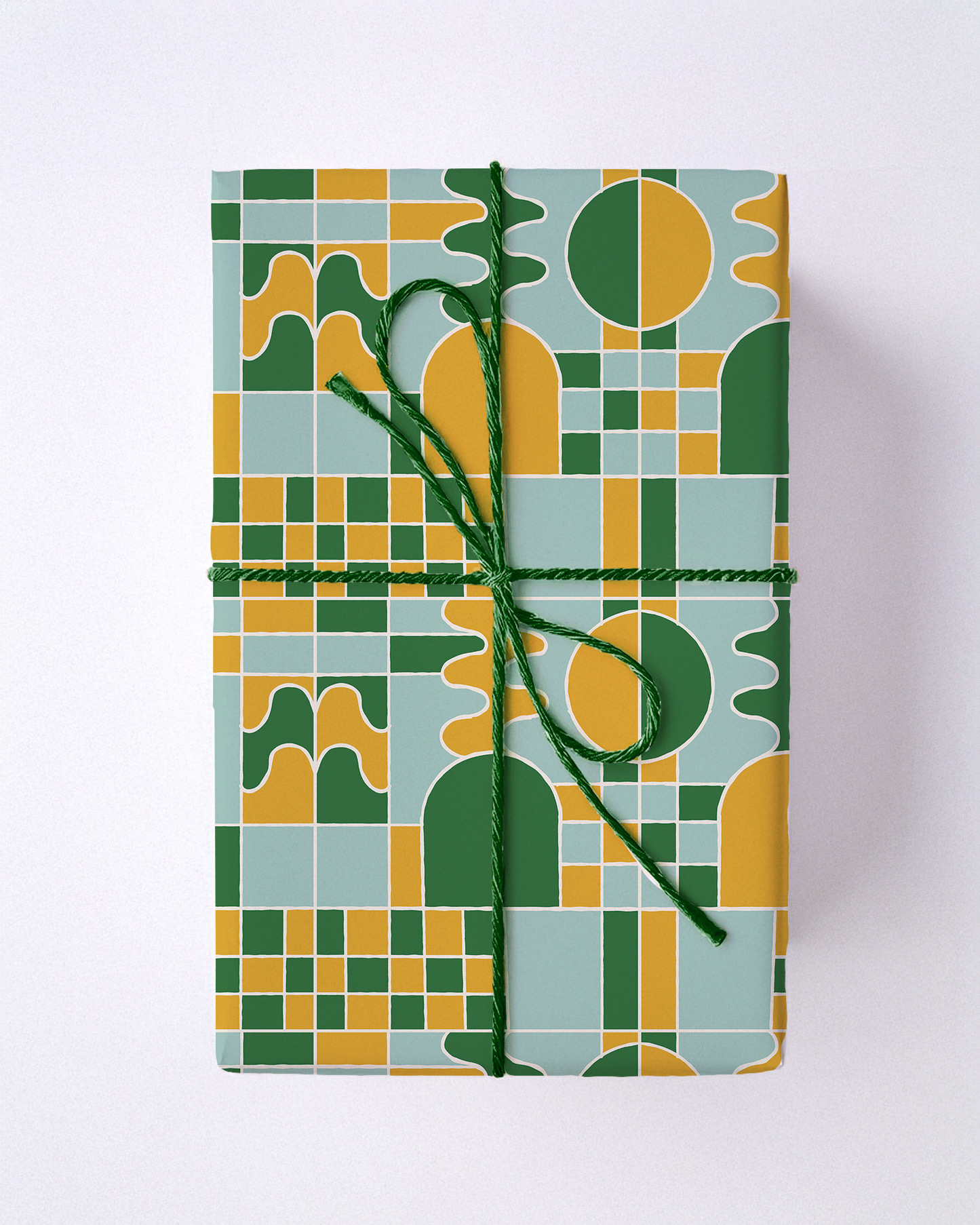 Groovy Glow Holiday Gift Wrap, green, blue and yellow