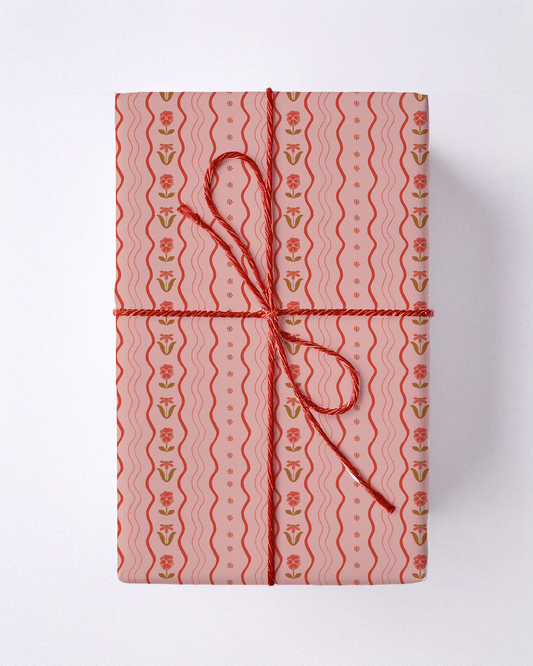 Posy Lane Holiday Gift Wrap, pink and red