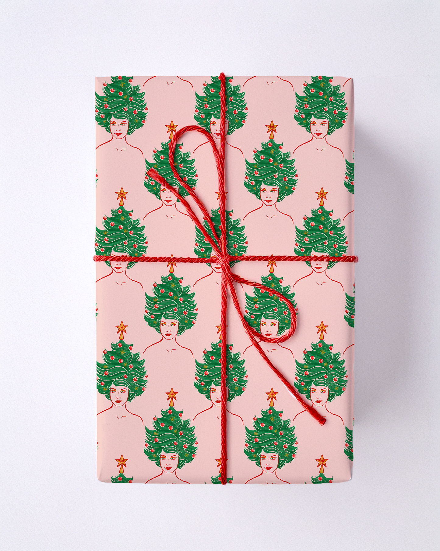 Tree Lady Wrapping Paper, Large Roll, green & pink