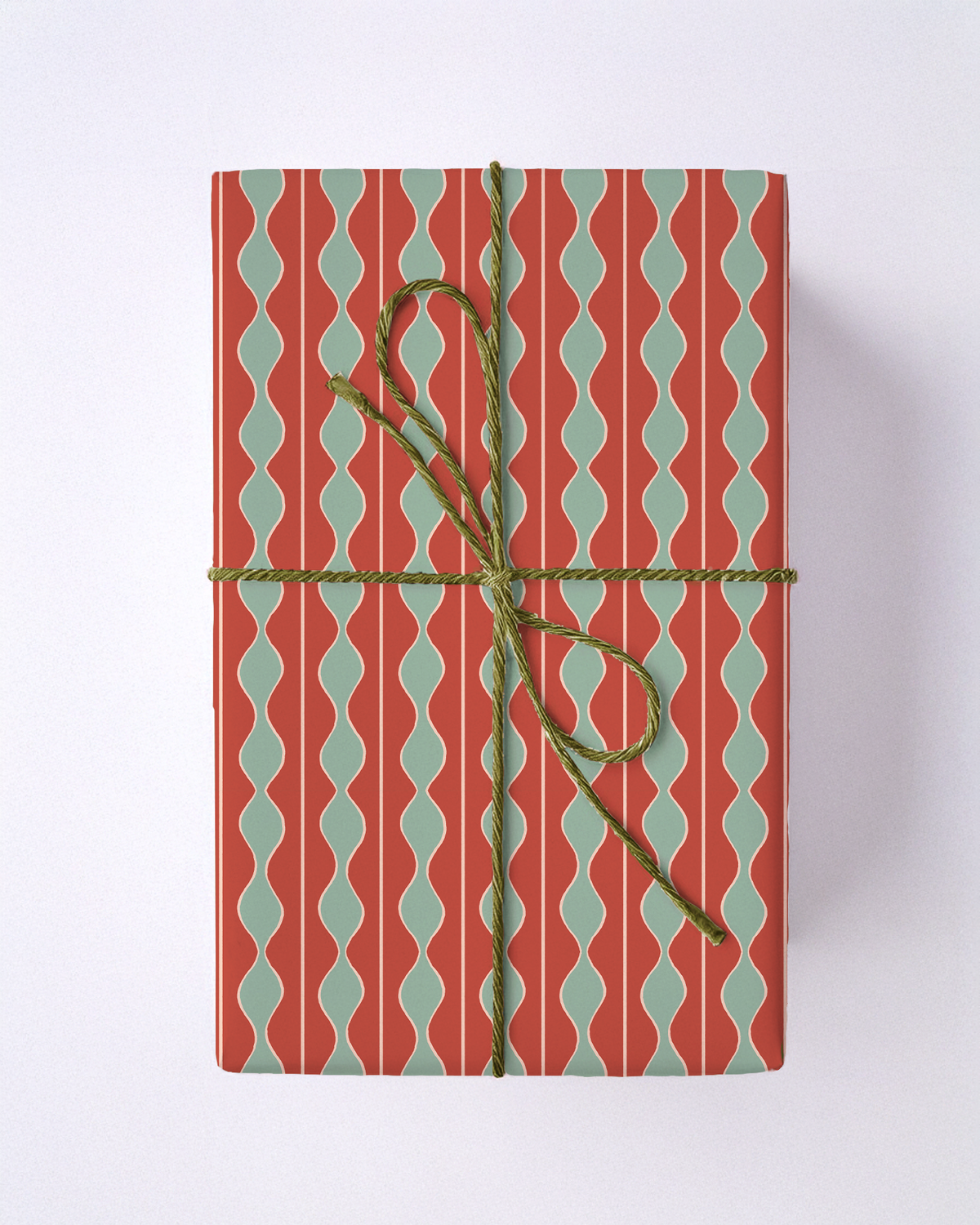 Rosario Stripe Gift Wrap, red and mint
