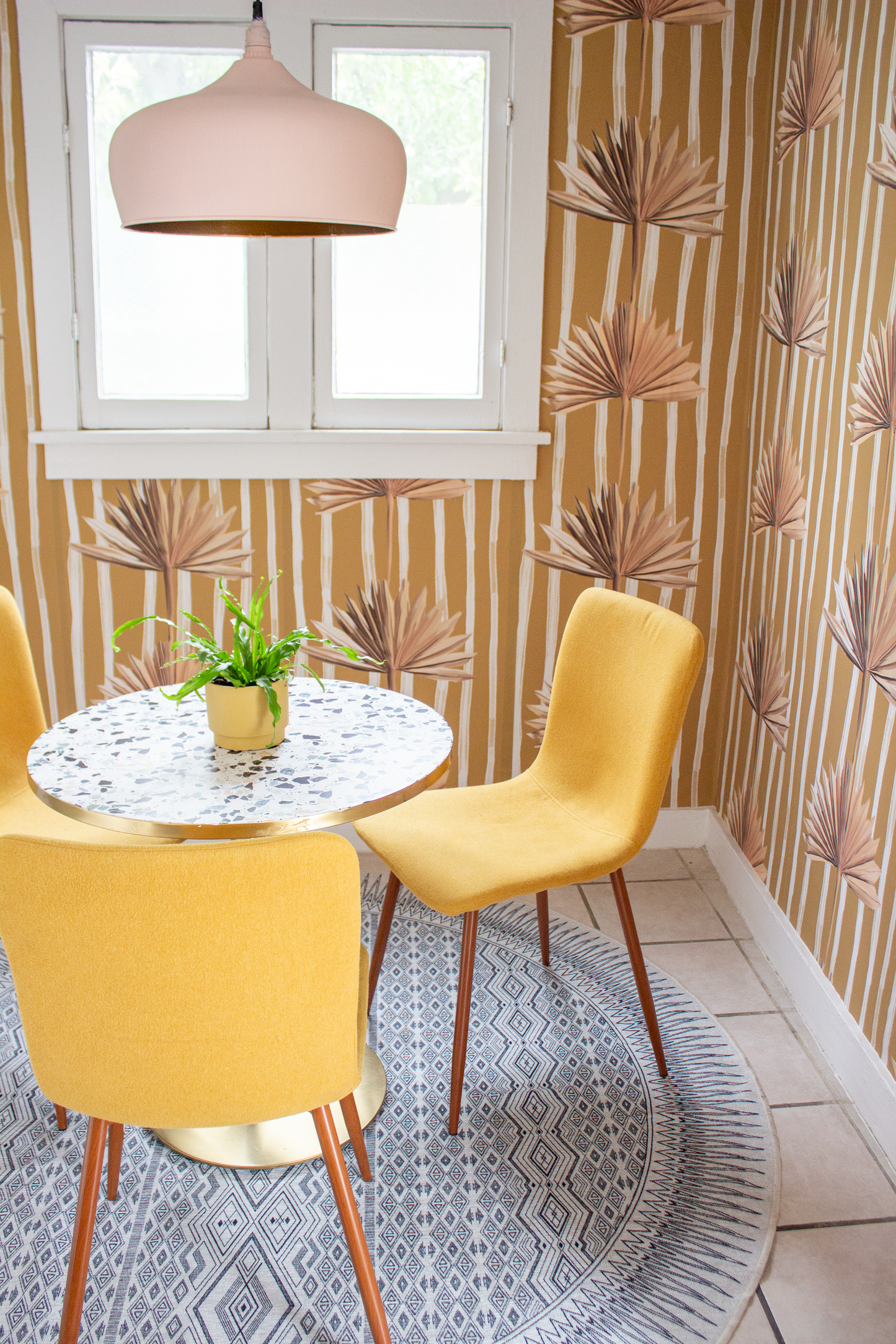 Stripey Palm Wallpaper, mustard