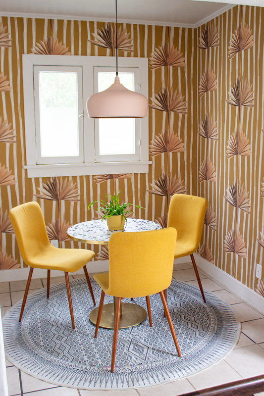 Stripey Palm Wallpaper, mustard