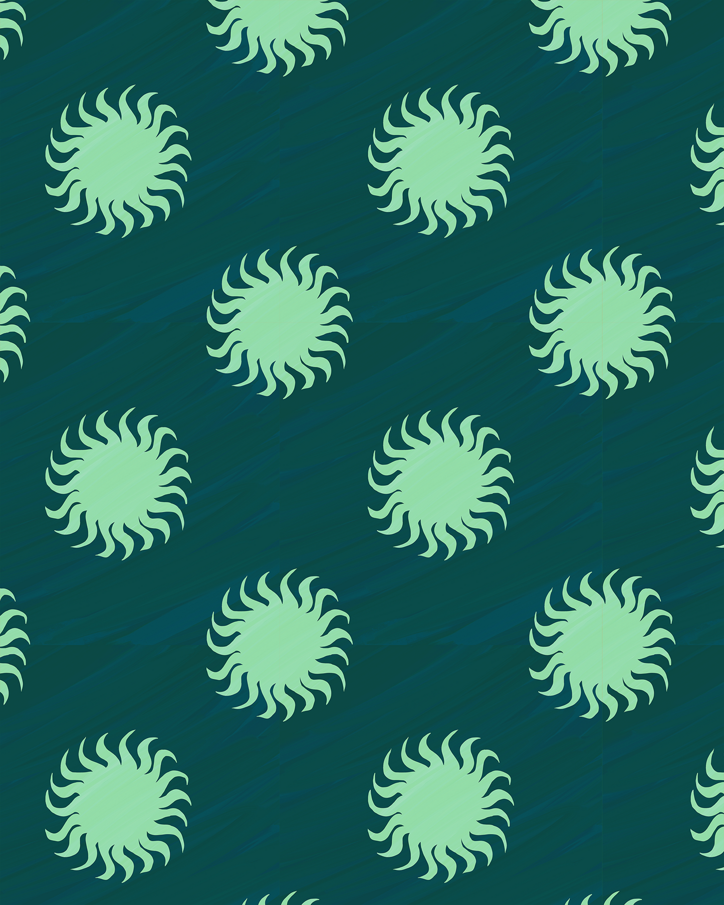 Sol Wallpaper, teal and mint