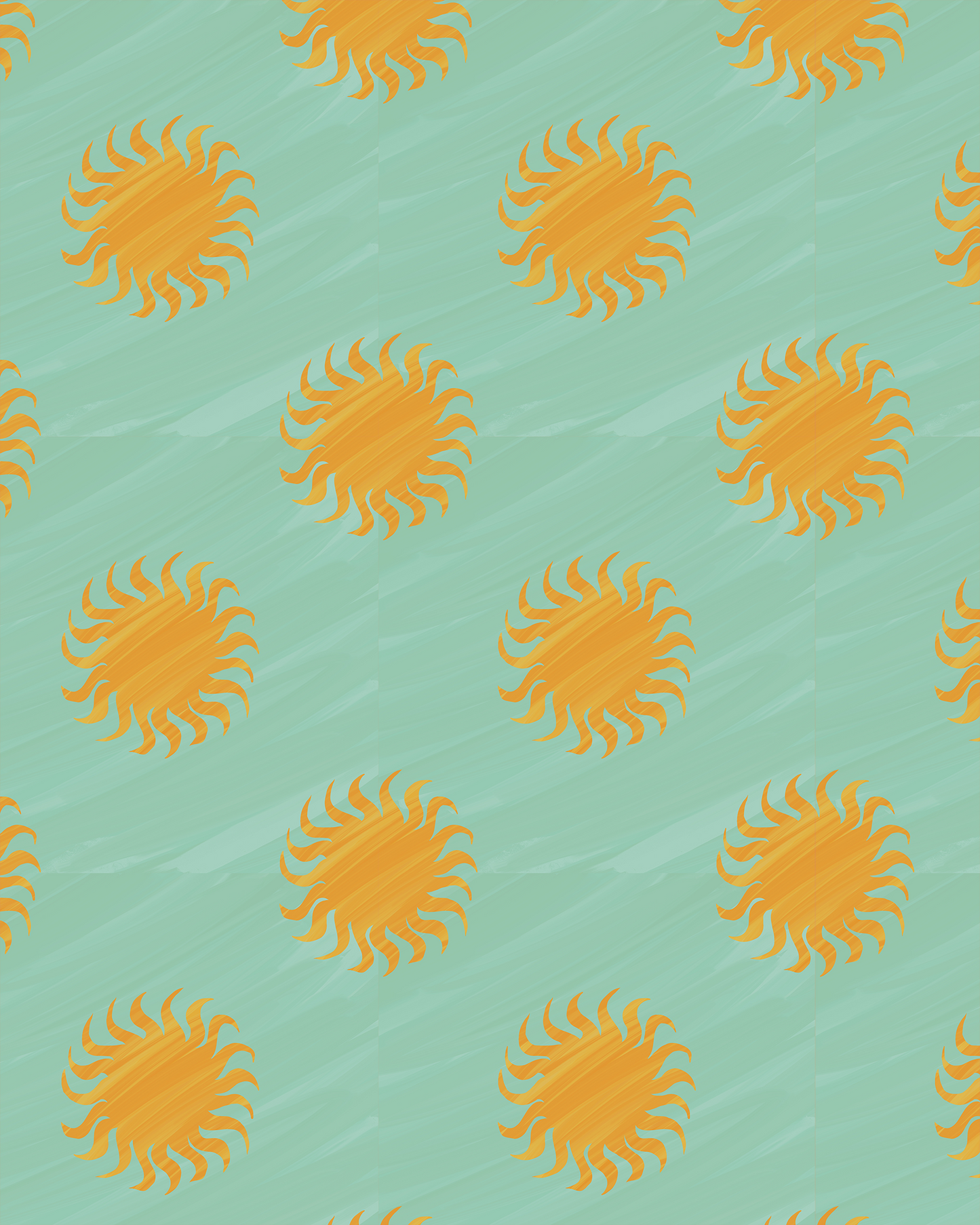 Sol Mural, mint and yellow