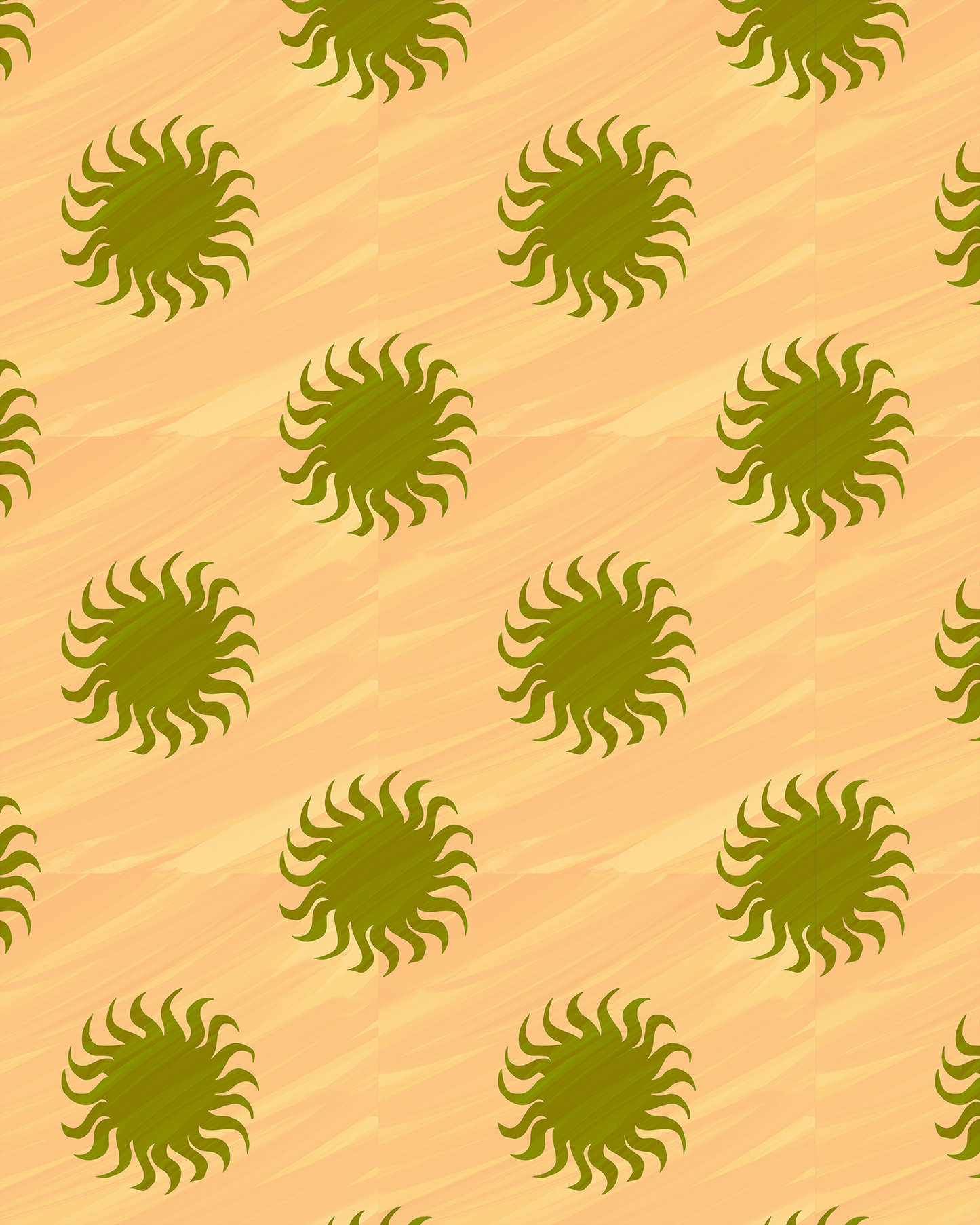 Sol Mural, peach & olive green