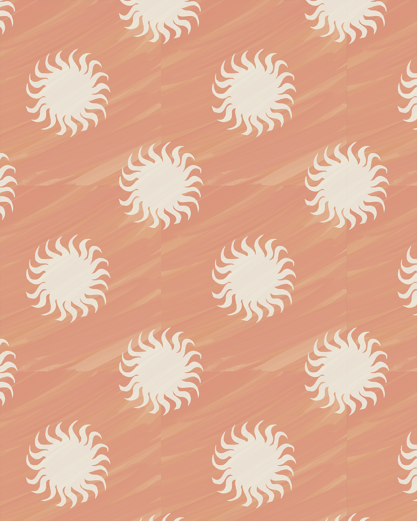 Sol Wallpaper, terra cotta and off-white