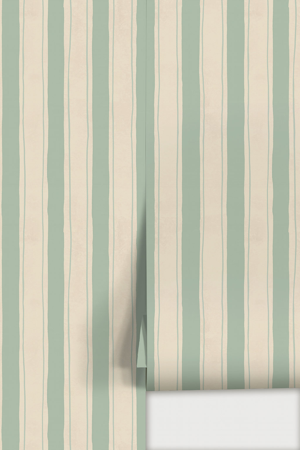 Riviera Stripe Wallpaper, off-white and mint