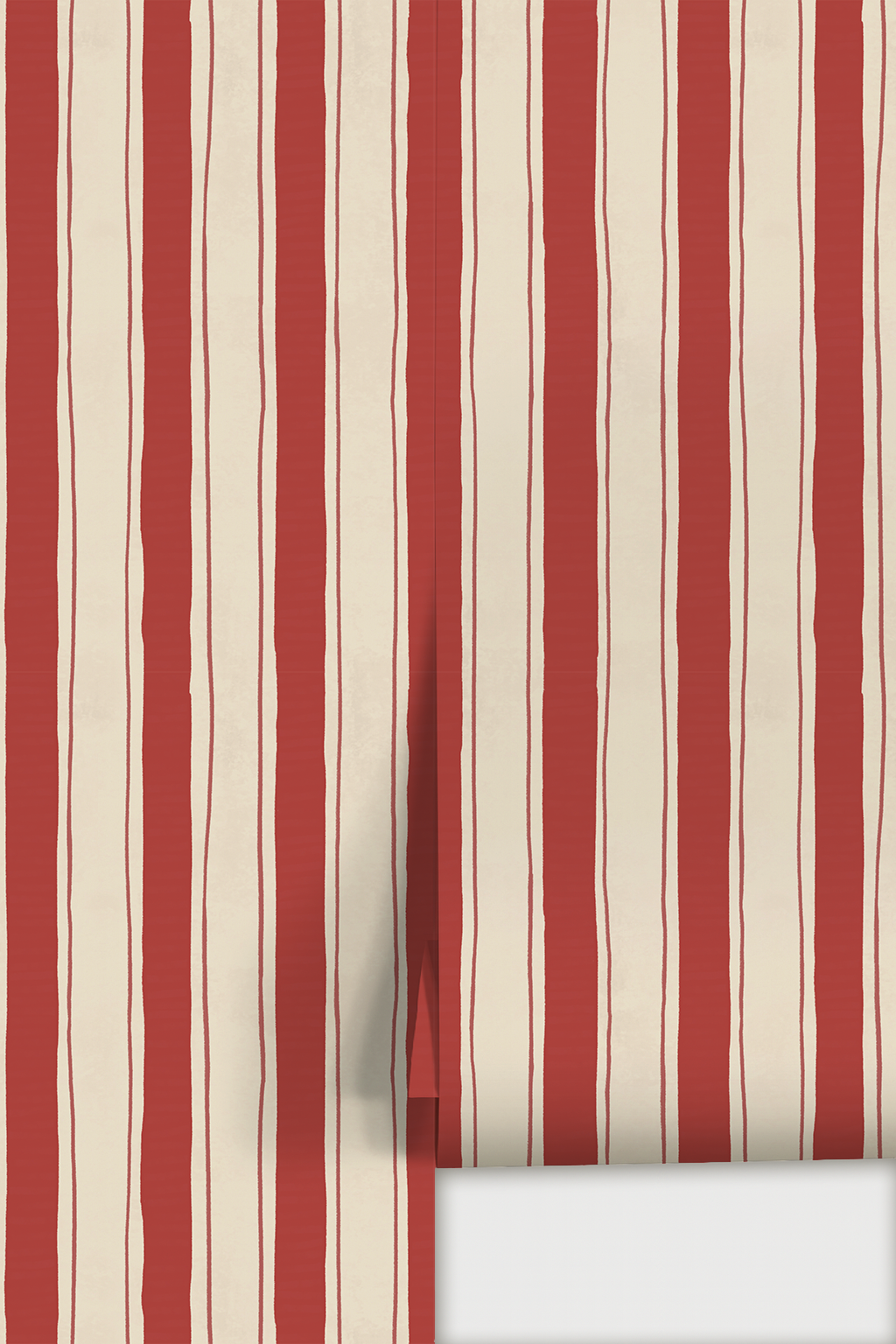 Riviera Stripe Wallpaper, off-white and red