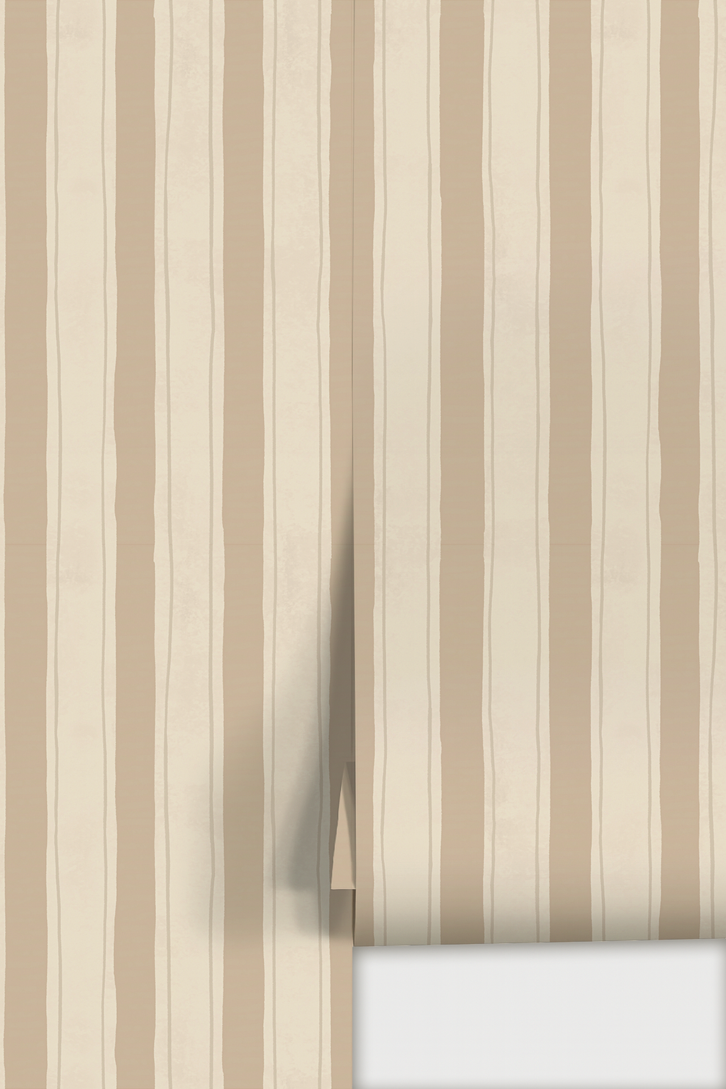 Riviera Stripe Wallpaper, off-white and tan