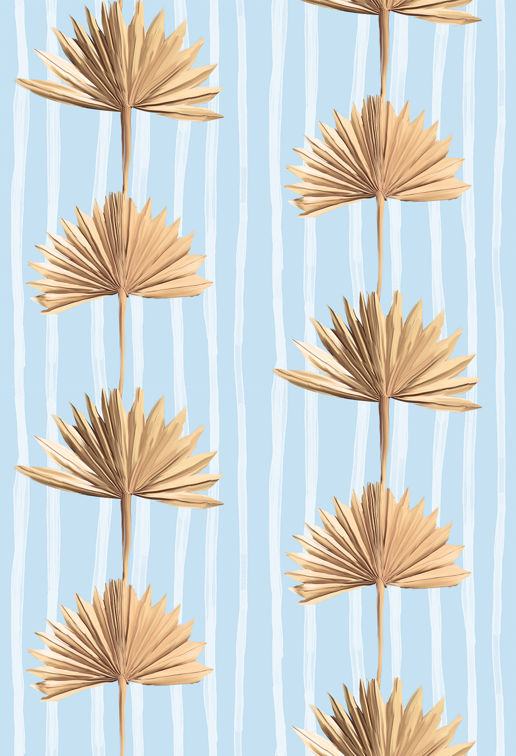 Stripey Palm Wallpaper, blue