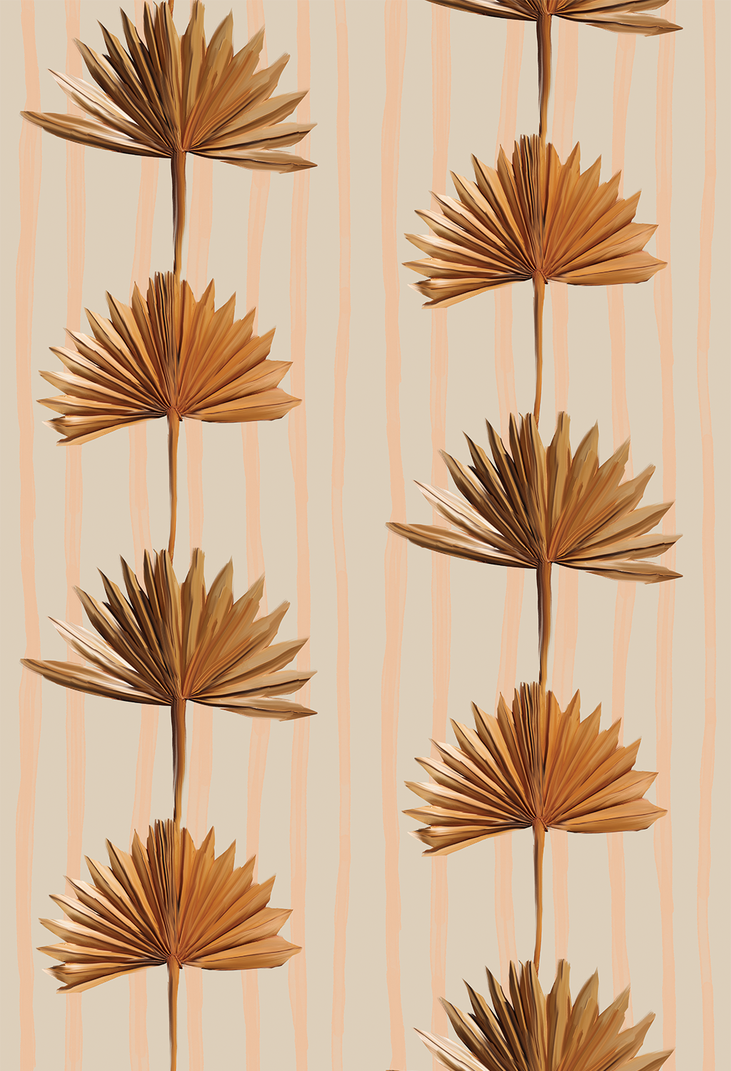 Stripey Palm Wallpaper, neutral and mustard