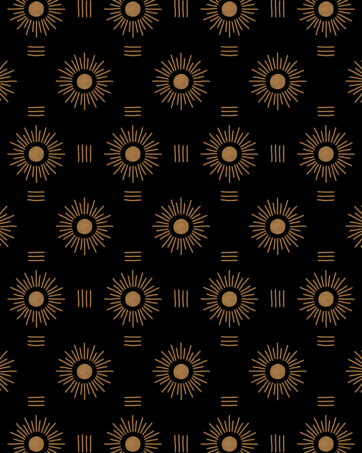 Sun Rays Wallpaper, black and mustard