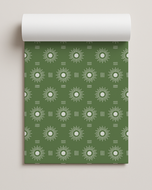 Sun Rays Contact Paper, green and white