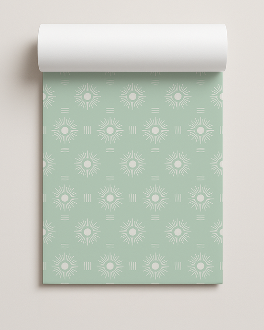 Sun Rays Contact Paper, mint and white