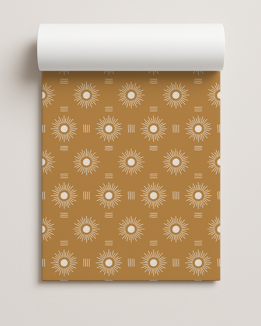Sun Rays Contact Paper, toffee and white