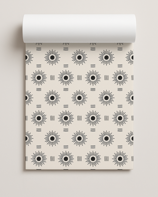 Sun Rays Contact Paper, off-white and black