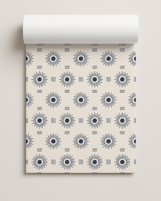 Sun Rays Contact Paper, off-white and navy