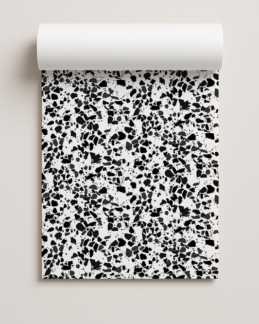 Terrazzo Confetti Contact Paper, black and white