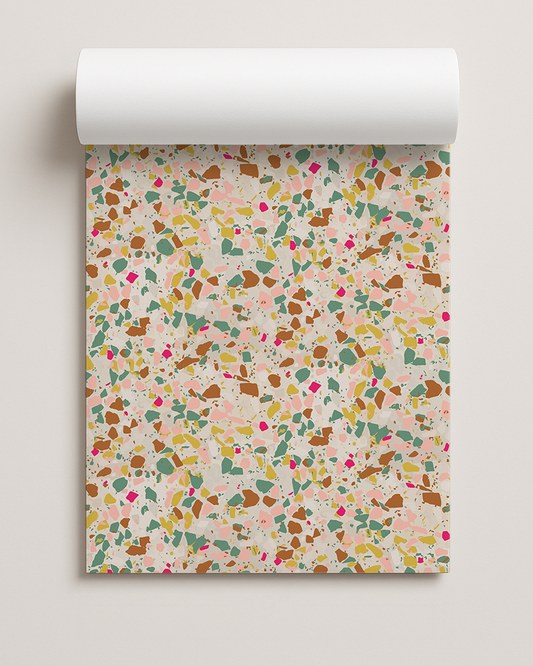 Terrazzo Confetti Contact Paper, neutral pink and teal