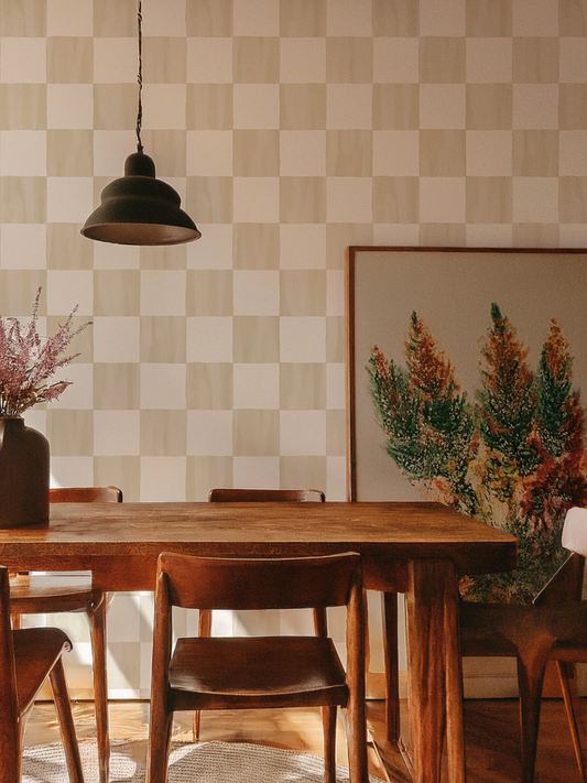 Checkers Wallpaper, tan