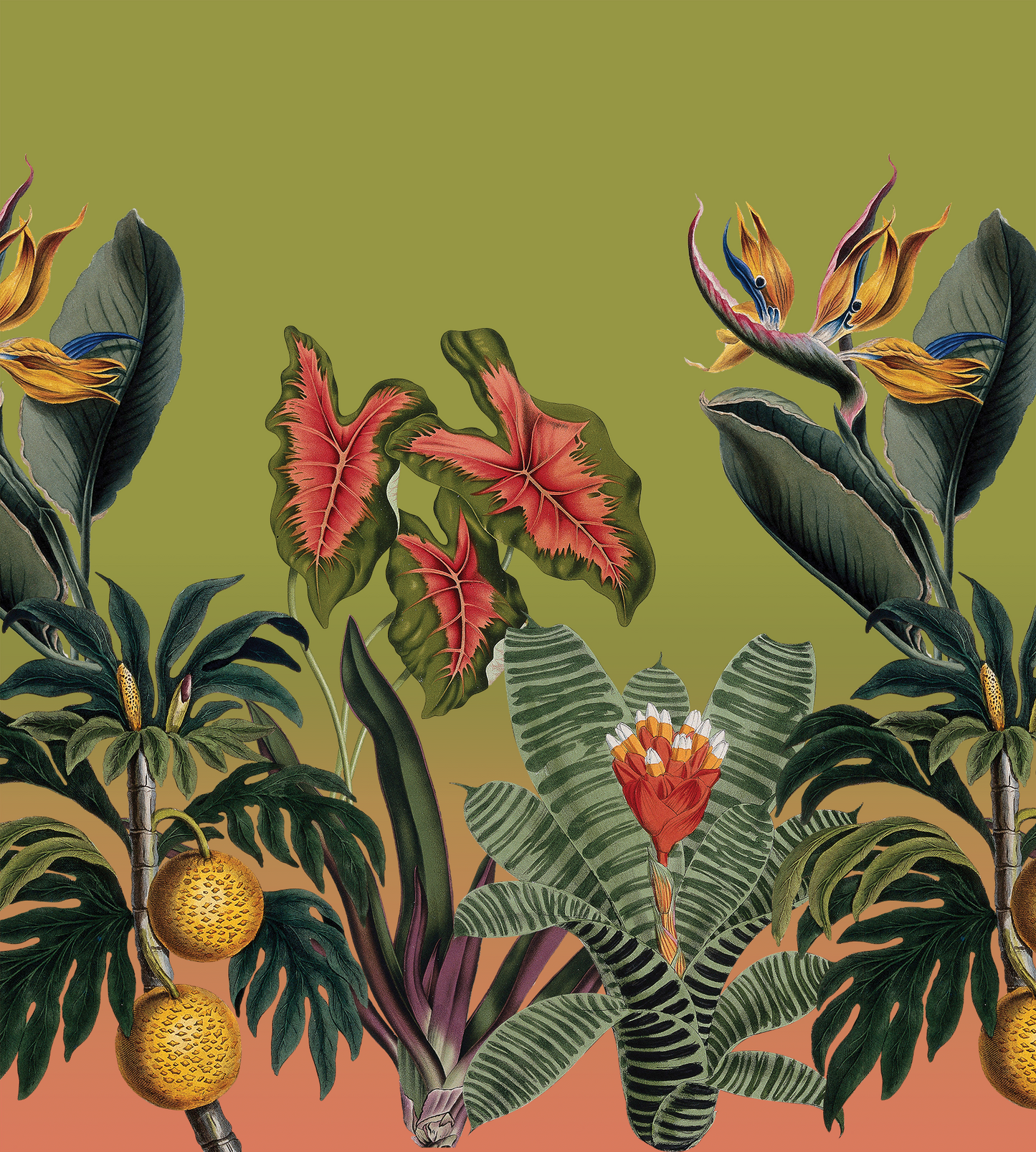 Vintage Botanical Mural, green