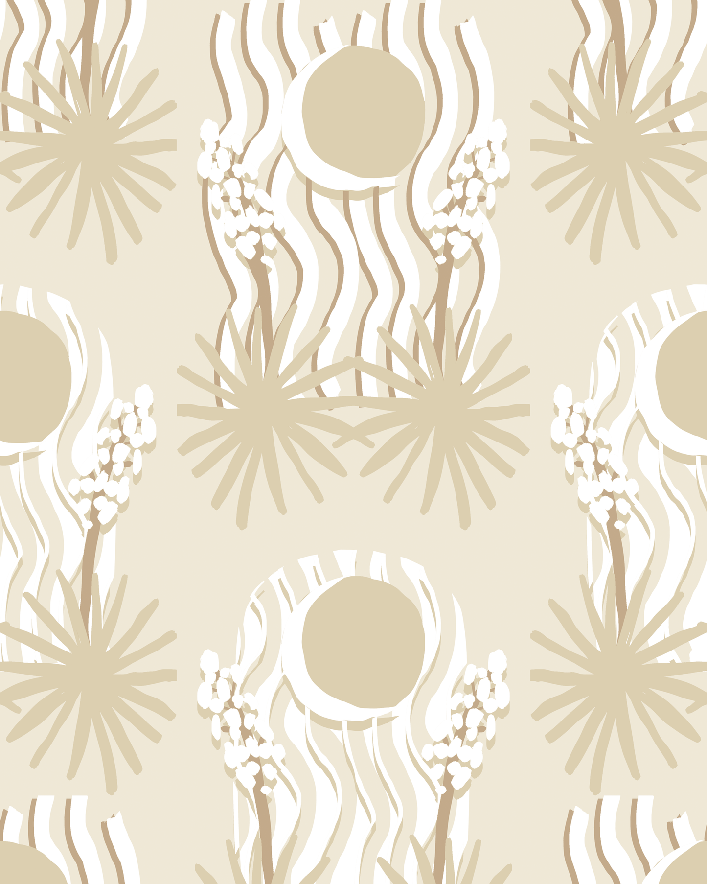 Yucca Moon Wallpaper, white and neutral