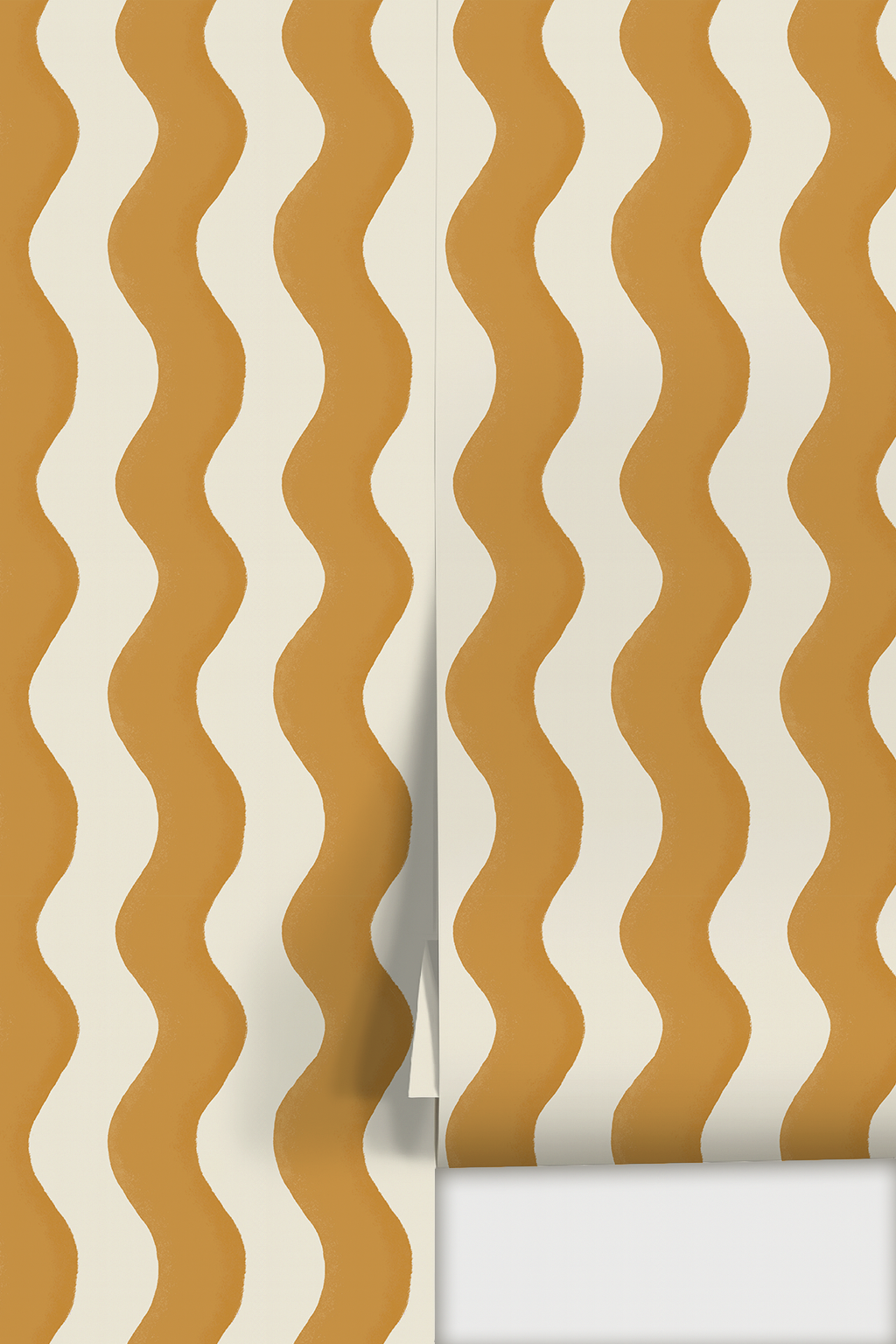 Ziggy Stripe Wallpaper, white and desert sun yellow