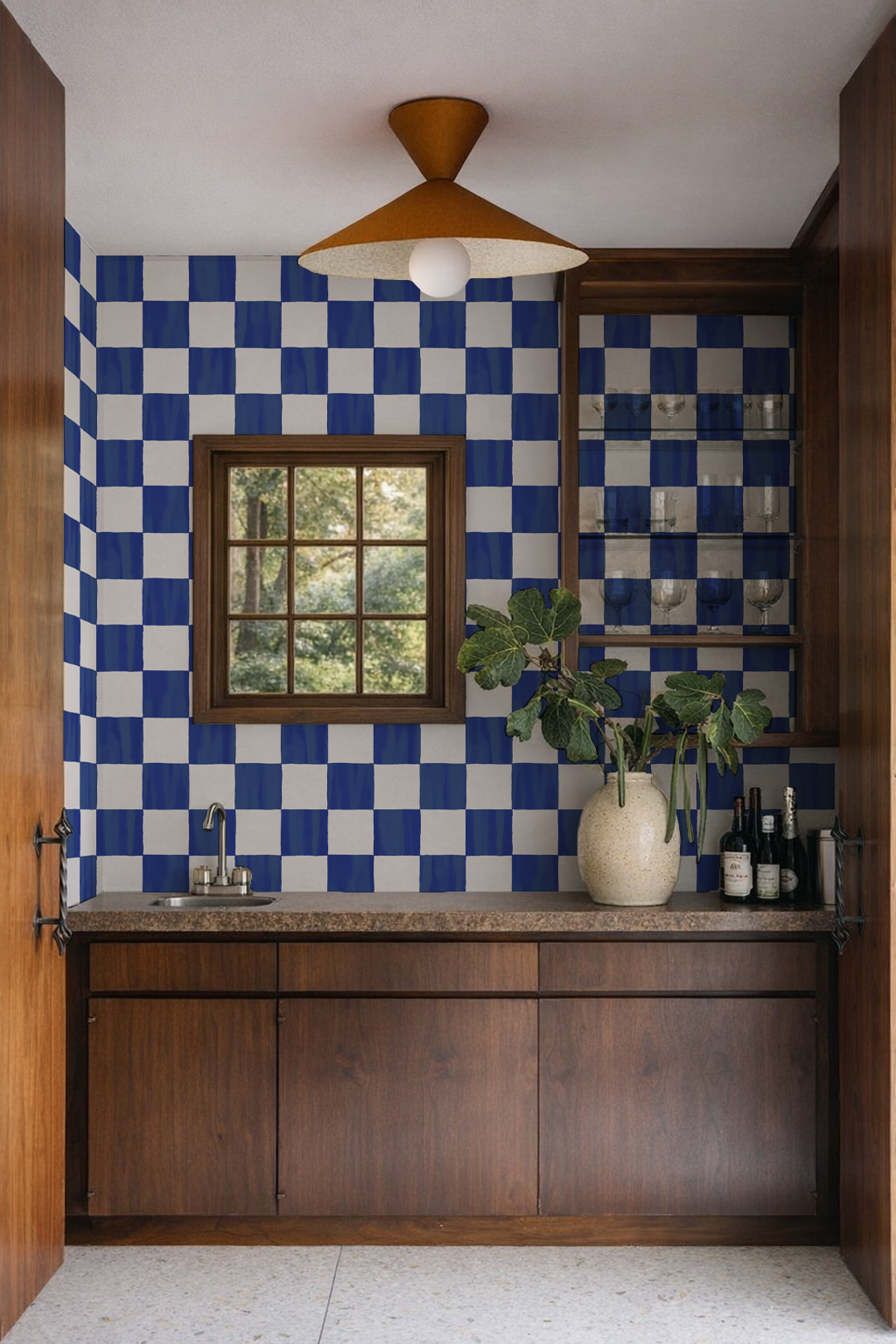 Checkers Walllpaper, blue