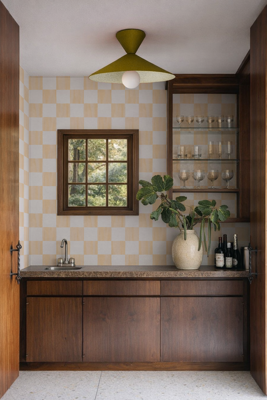 Checkers Wallpaper, peach