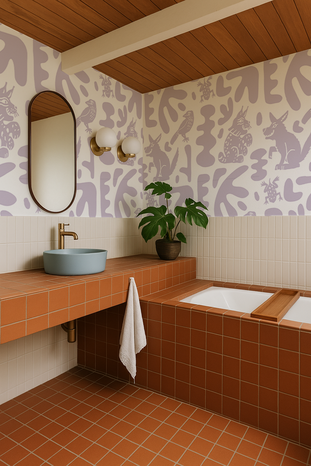 Abstract Animales Wallpaper, lavender