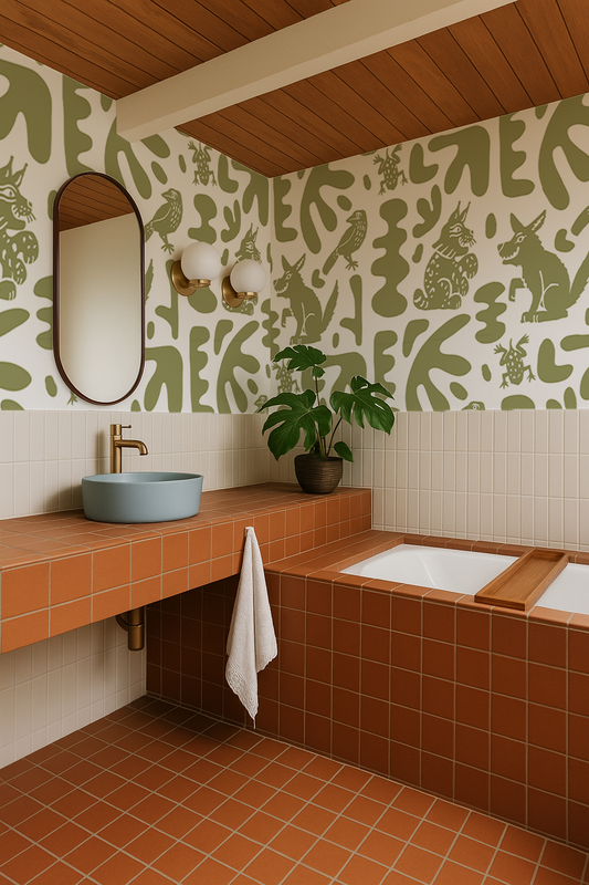 Abstract Animales Wallpaper, green