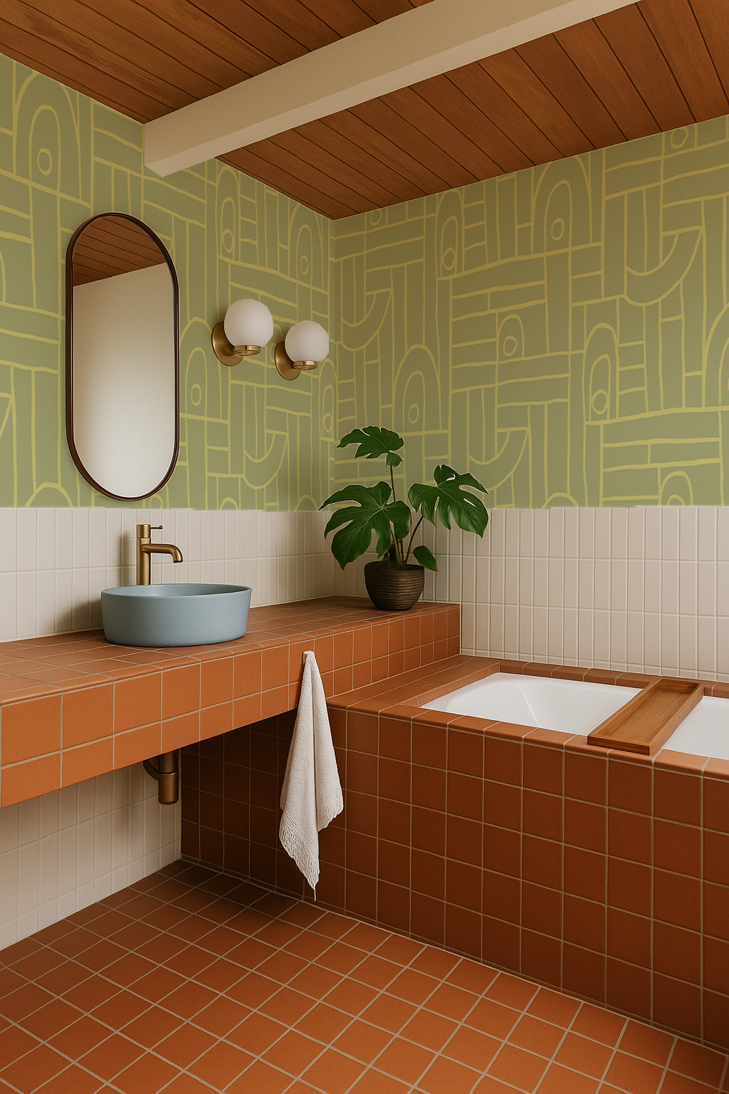 Deco Tile Wallpaper, key lime