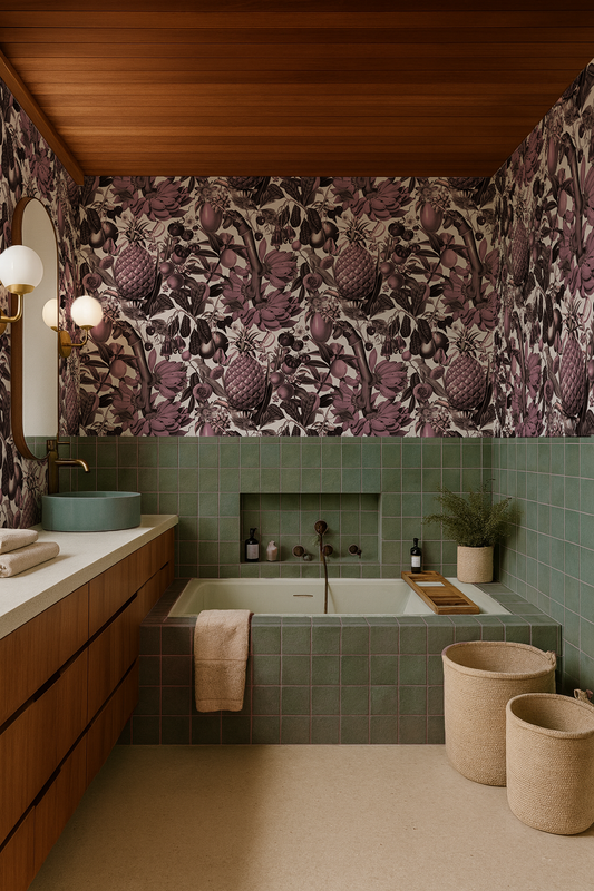 Juicy Fruit Wallpaper, white and mauve