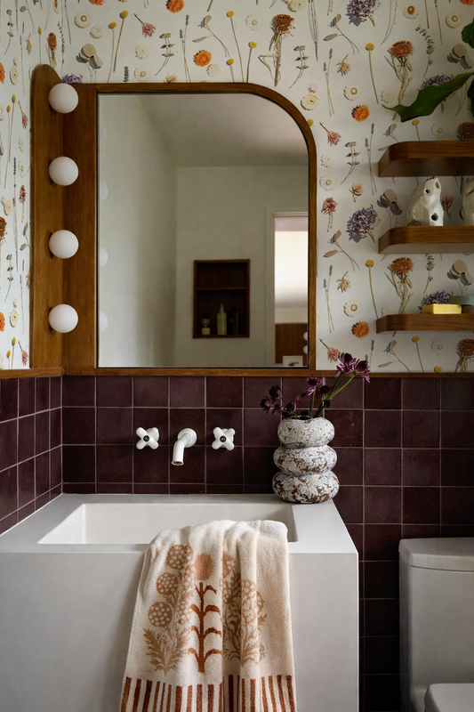 Dried Flora Wallpaper, lavender & orange