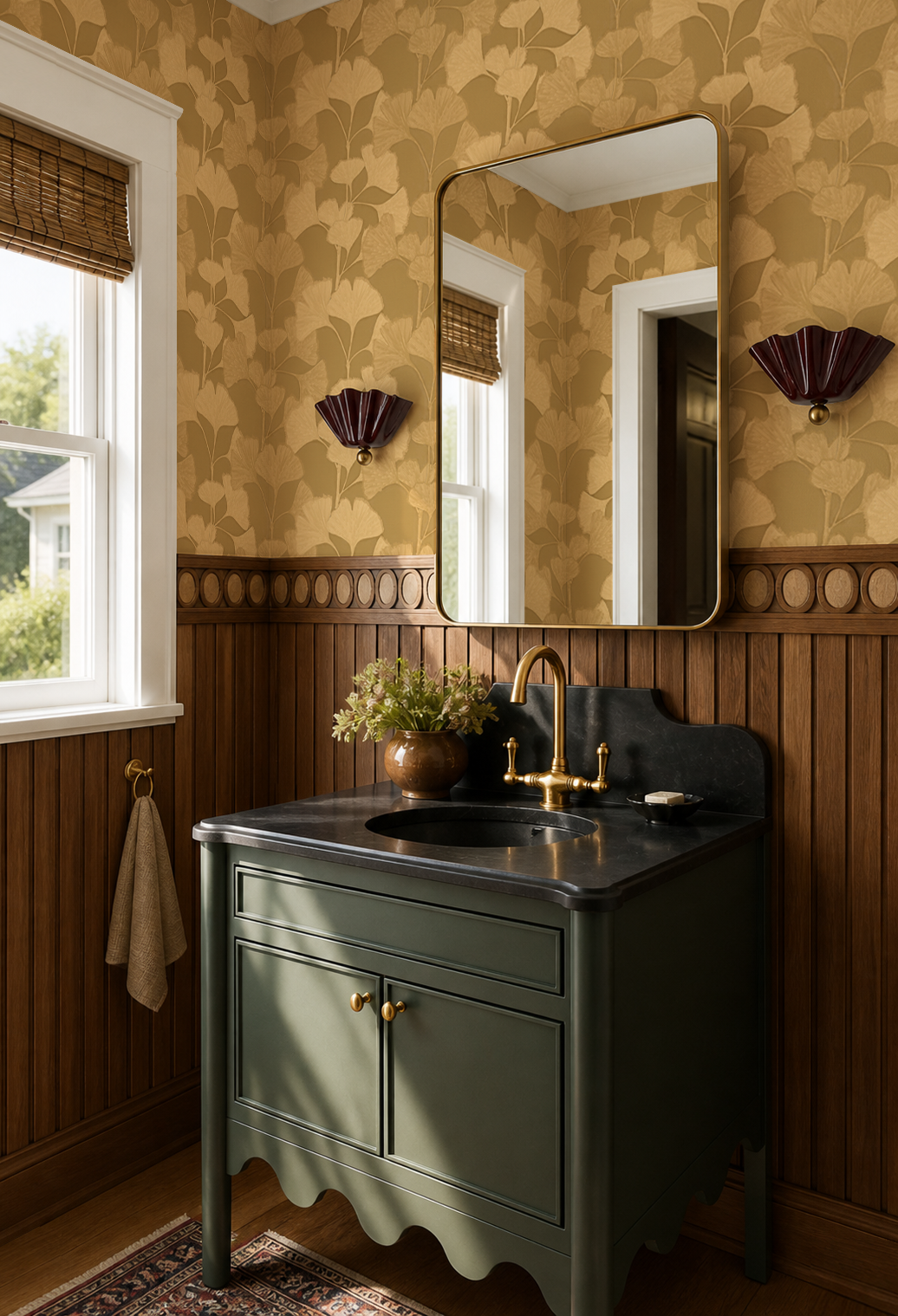 Ginkgo Vignette Wallpaper, butter