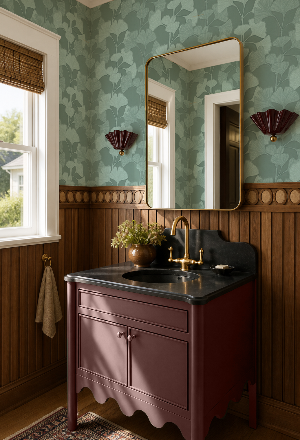 Ginkgo Vignette Wallpaper, mint