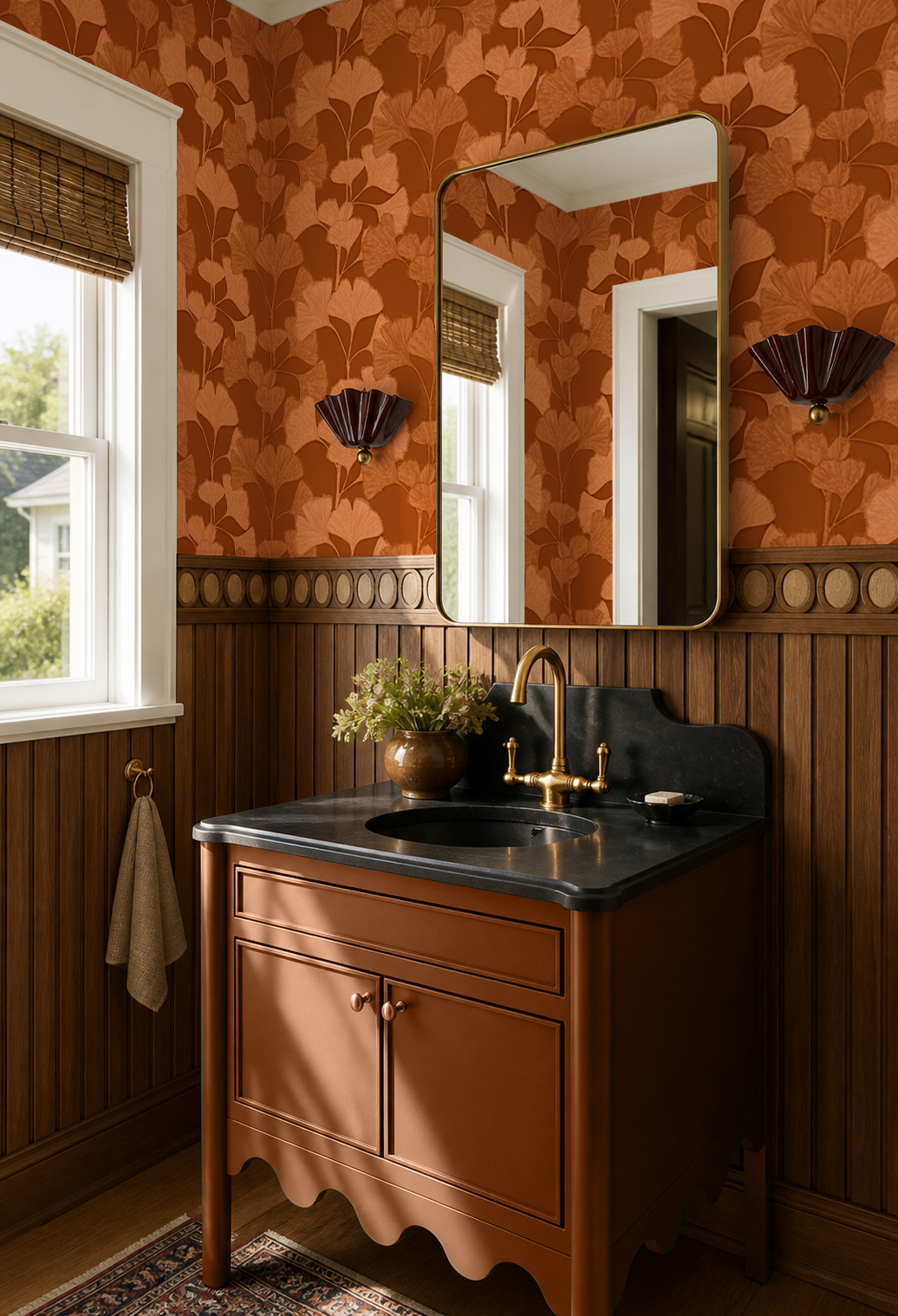 Ginkgo Vignette Wallpaper, orange