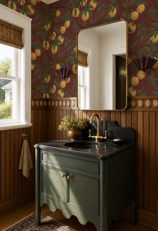 Valencia Grove Wallpaper, wine and marigold
