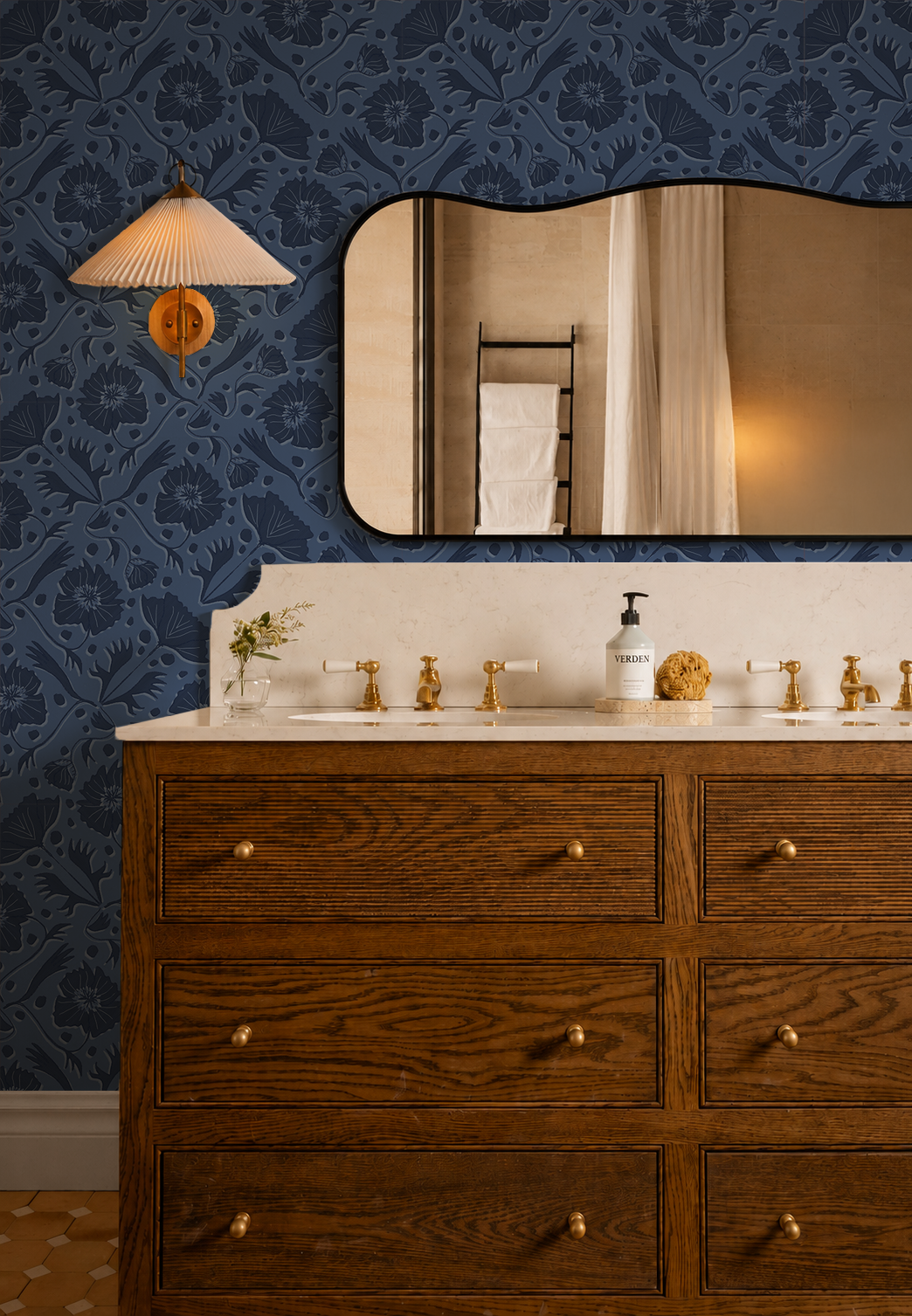 Poppy Pavilion Wallpaper, blue