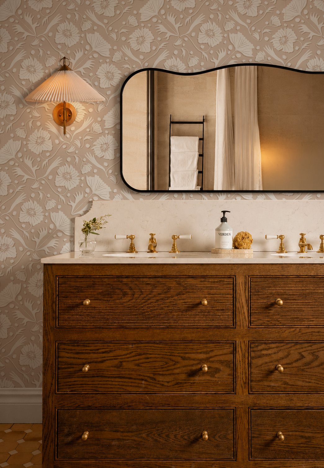 Poppy Pavilion Wallpaper, neutral and off-white