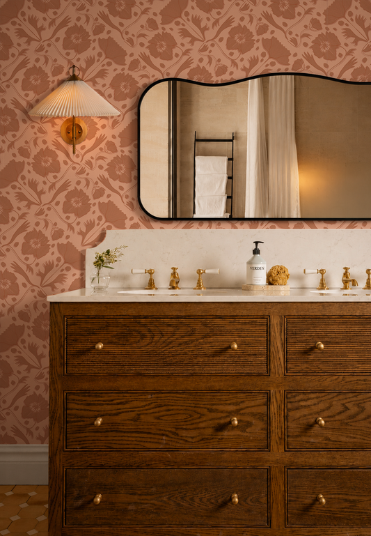 Poppy Pavilion Wallpaper, peach