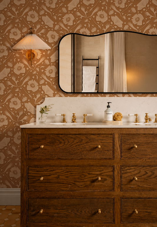 Poppy Pavilion Wallpaper, salted caramel
