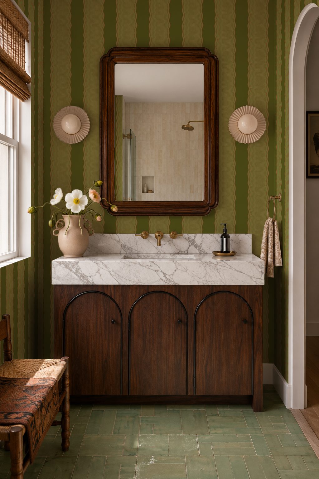 Rio Ripple Wallpaper, green and orange