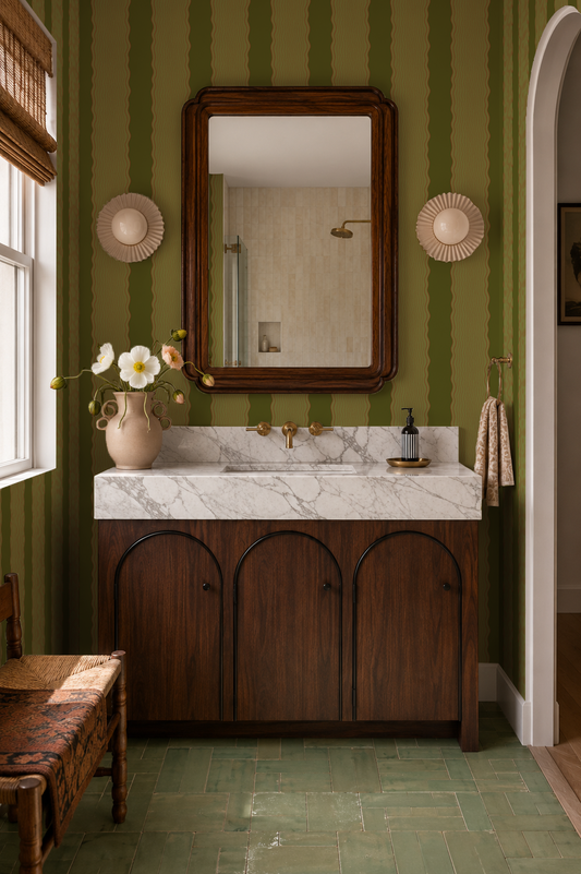 Rio Ripple Wallpaper, green and orange