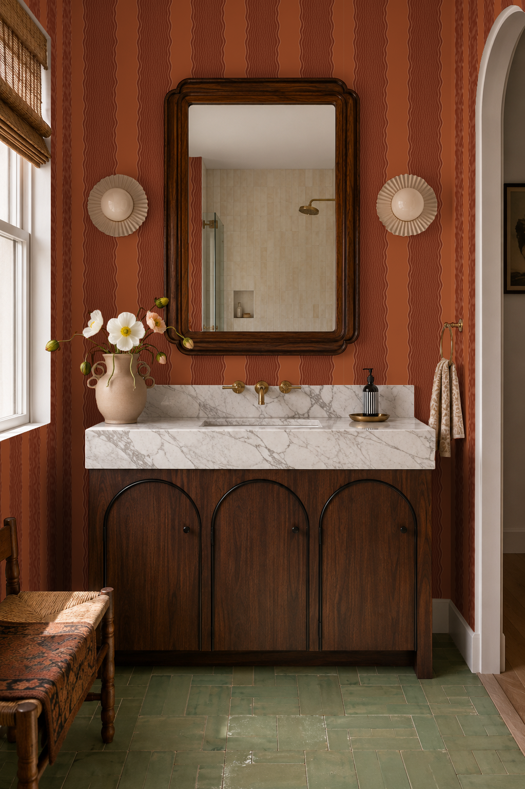 Rio Ripple Wallpaper, rusty orange