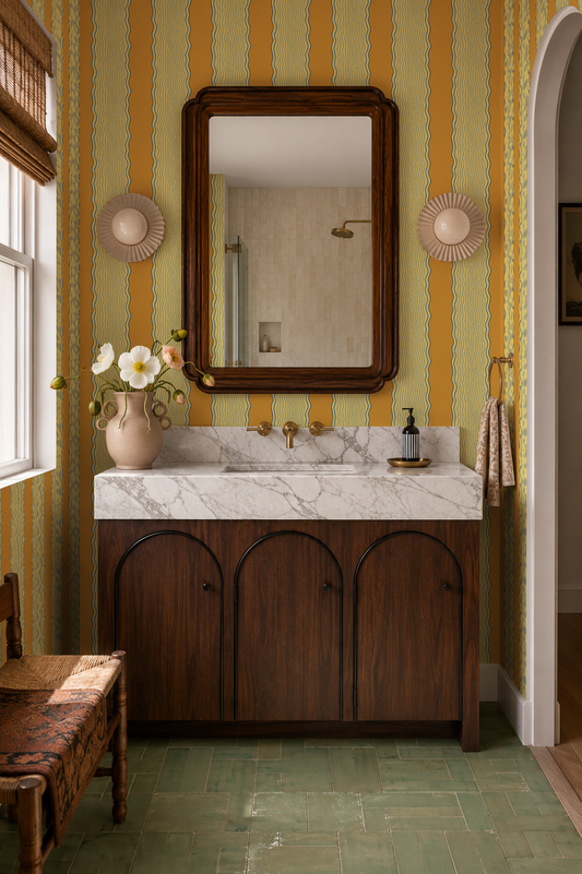 Rio Ripple Wallpaper, yellow and blue