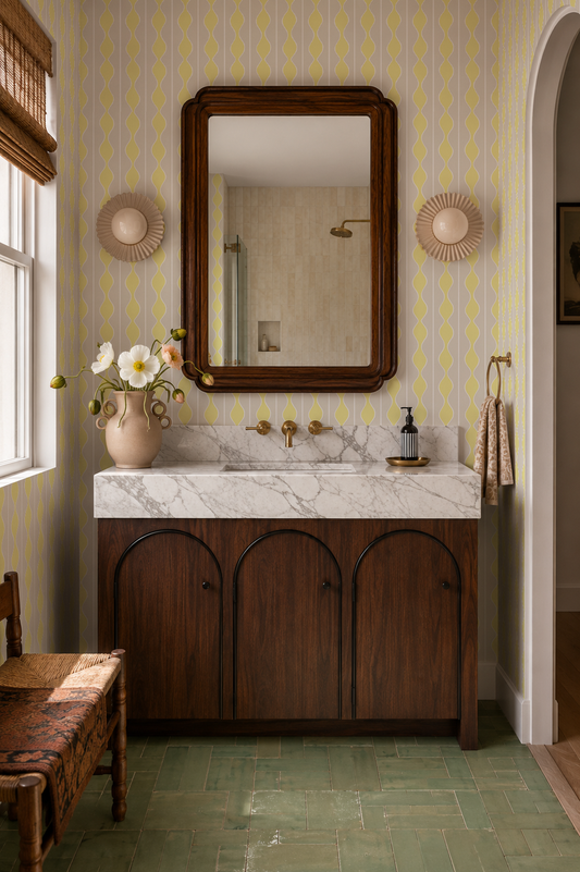 Rosario Stripe Wallpaper, beige and limoncello