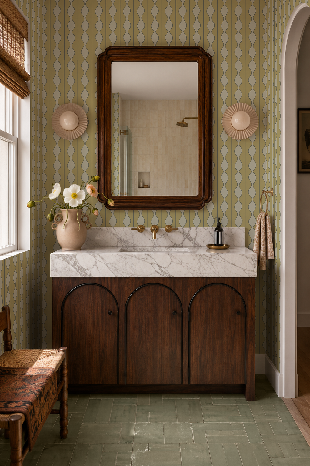 Rosario Stripe Wallpaper, key lime and sage