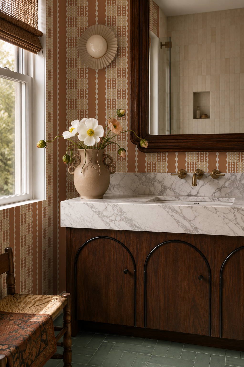 Telar Weave Wallpaper, apricot, butter and off-white
