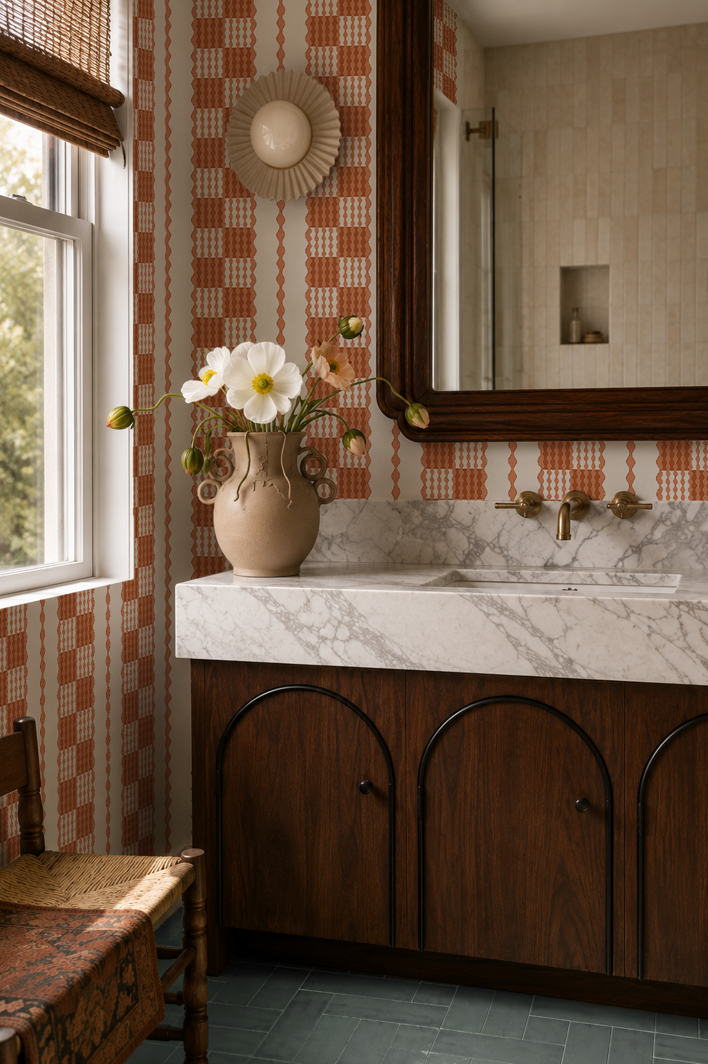 Telar Weave Wallpaper, beige and orange